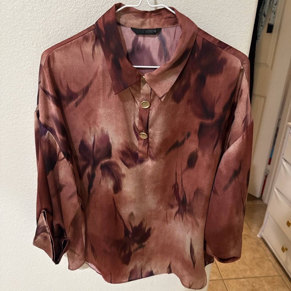 Zara Women's Earthy Tie-Dye Blouse
